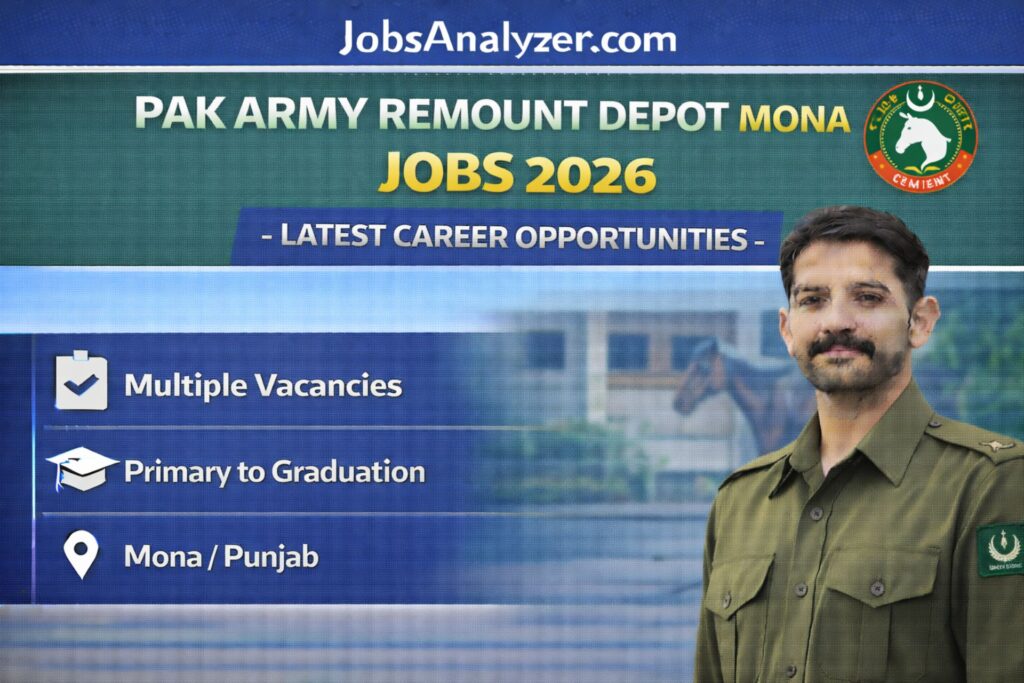 Pak Army Remount Depot Mona Jobs 2026 | JobsAnalyzer.com
