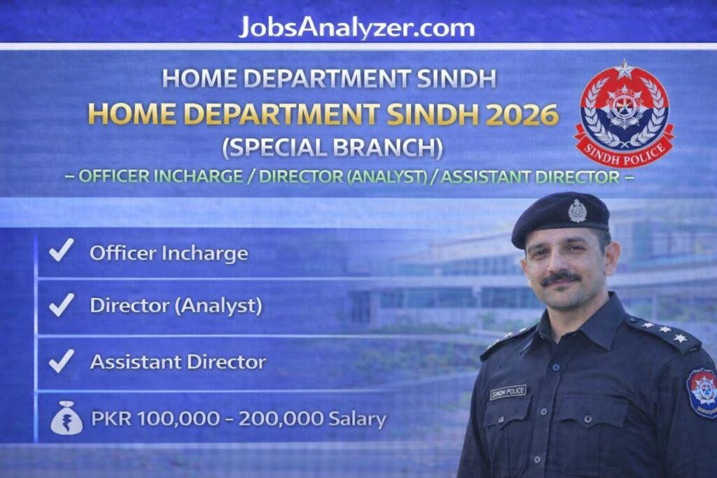 Home Department Sindh Jobs 2026 | JobsAnalyzer.com