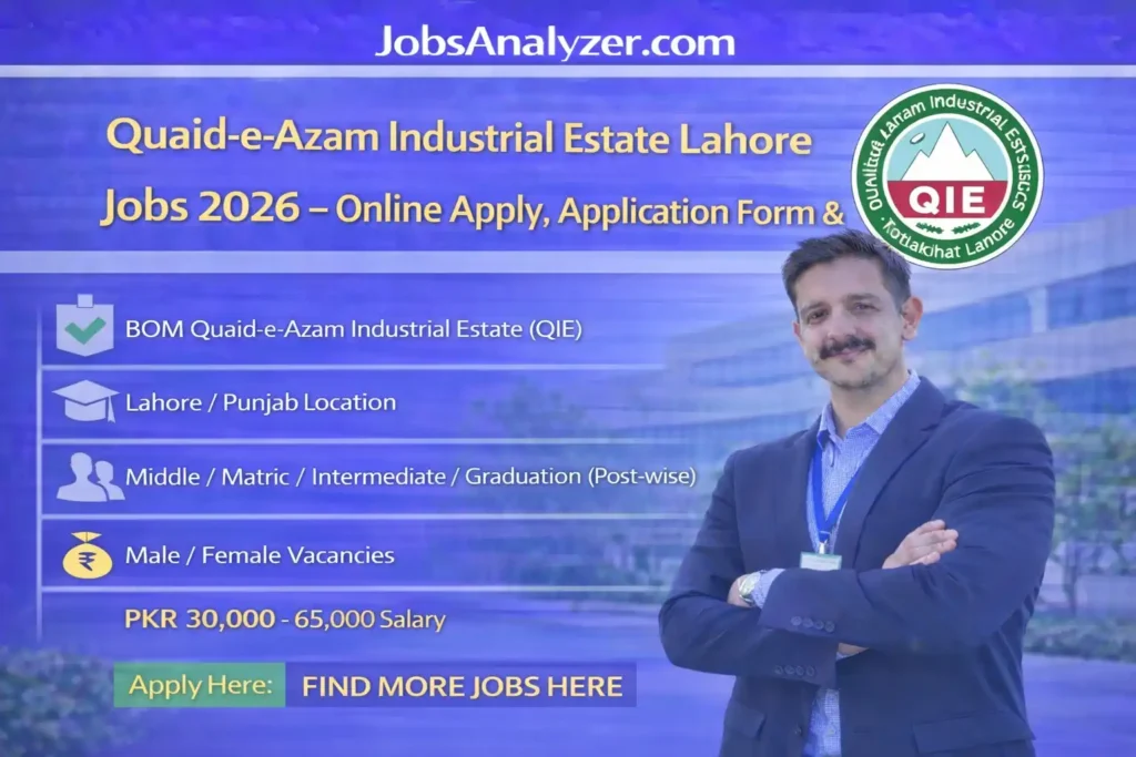 Quaid-e-Azam Industrial Estate Lahore Jobs 2026 | JobsAnalyzer.com
