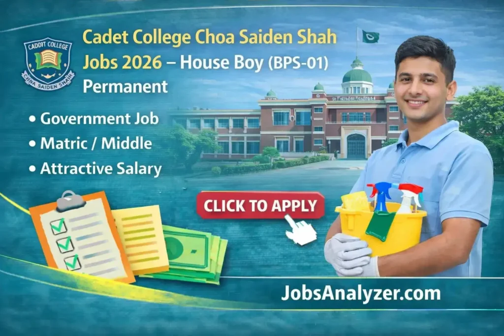 Cadet College Choa Saiden Shah Jobs | JobsAnalyzer.com